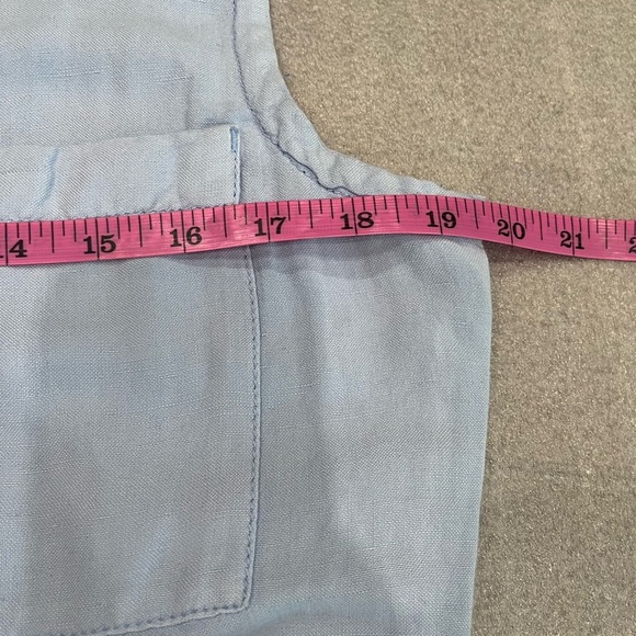 [L]Rip Curl Panoma Linen Blend Romper Light Blue Sleeveless Button rolled Hem - Picture 7 of 11